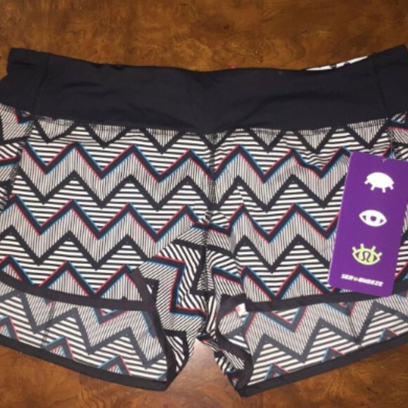 (6017) Lululemon Speed Short 2014 Seawheeze - 3D Chevron Sz 6 - Picture 2 of 6